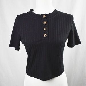 Half button down crop top